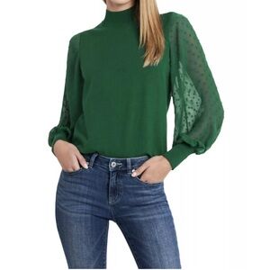 CeCe Green Textured Sleeve Blouse